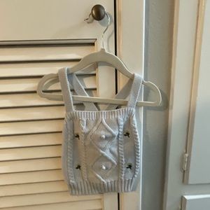 Knit Cross Back Toddler Top with Embroidered Florals